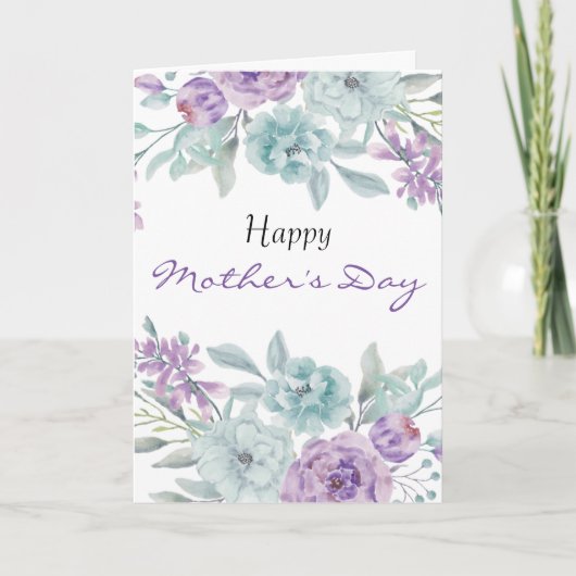 薄紫とミントフローラ|母パーソナライズされたの日 カード (正面)
