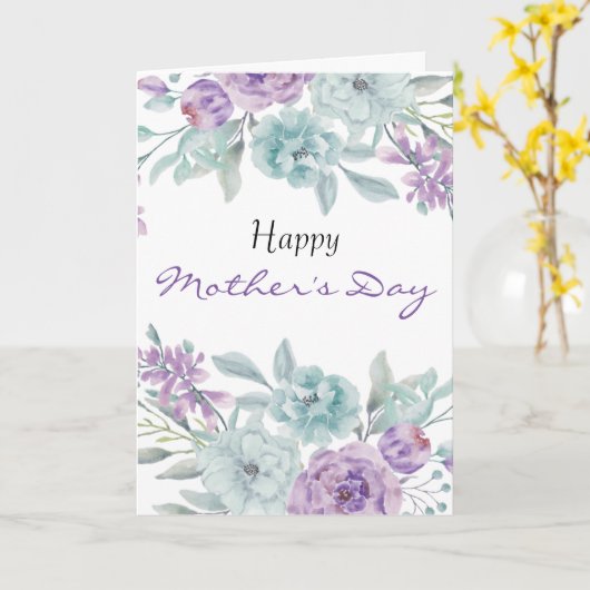 薄紫とミントフローラ|母パーソナライズされたの日 カード (黄色い花)