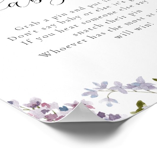 薄紫とラベンダーがベビーゲームのサインを言わない ポスター (角)