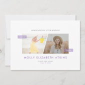 薄紫と今2つの写真の卒業 案内状 (正面)