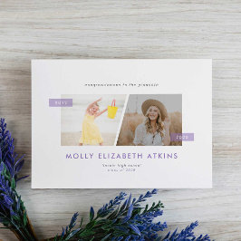 薄紫と今2つの写真の卒業 案内状