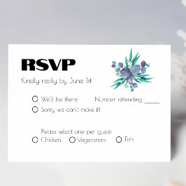 薄紫と明るい緑の植物学結婚院 出欠カード