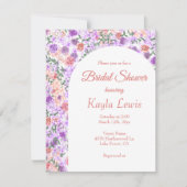薄紫と桃バラアーチブライダルシャワー 招待状 (正面)