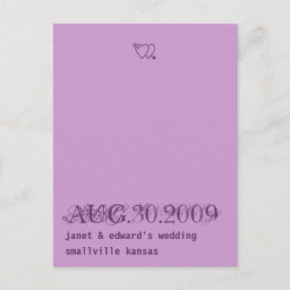 薄紫と深いパープル日付はがきを保存 案内ポストカード