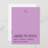 薄紫と深いパープル日付はがきを保存 案内ポストカード (正面/裏面)