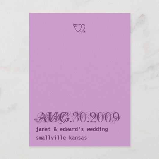 薄紫と深いパープル日付はがきを保存 案内ポストカード (正面)