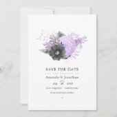 薄紫と炭のフローラ結婚の写真 セーブザデート (正面)