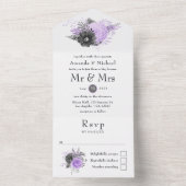 薄紫と炭のフローラ結婚の オールインワン招待状 (内側)