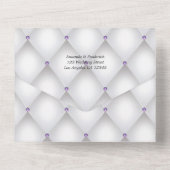 薄紫と炭のフローラ結婚は1つの一斉に オールインワン招待状 (裏面)