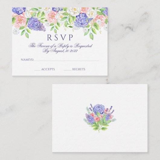 薄紫と牡丹の洗練さ結婚れた エンクロージャーカード (正面/裏面)