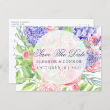 薄紫と牡丹洗練された結婚式招待状