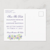 薄紫と牡丹洗練された結婚式招待状 案内ポストカード (裏面)