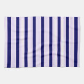 薄紫と白ストライプ色のネイビーブルー キッチンタオル (横)