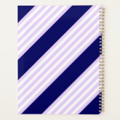薄紫と白ストライプ色のネイビーブルー プランナー手帳 (裏面)