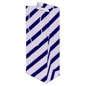 薄紫と白ストライプ色のネイビーブルー ワインギフトバッグ (裏面アングル)
