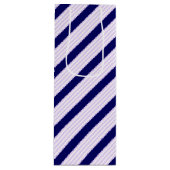 薄紫と白ストライプ色のネイビーブルー ワインギフトバッグ (正面)