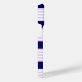 薄紫と白ストライプ色のネイビーブルー iPhoneケース (右側面)