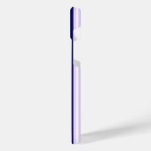 薄紫と白ストライプ色のネイビーブルー iPhoneケース (左側面)
