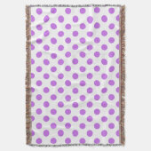 薄紫と白水玉模様 スローブランケット (正面縦)