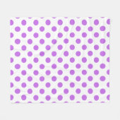 薄紫と白水玉模様 フリースブランケット (正面(横))
