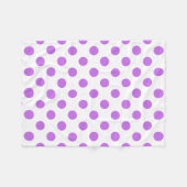 薄紫と白水玉模様 フリースブランケット (正面(横))