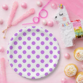 薄紫と白水玉模様 ペーパープレート (パーティー)