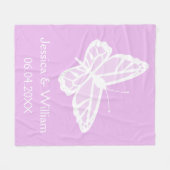 薄紫と白結婚蝶 フリースブランケット (正面(横))