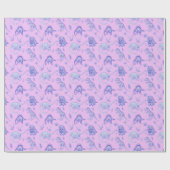 薄紫と紫色の恐竜のギフトラップ ラッピングペーパー (フラット)