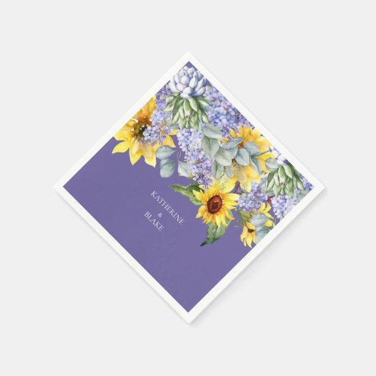 薄紫と結婚ひまわりの名前 スタンダードカクテルナプキン (角)