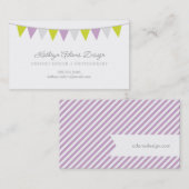 薄紫と緑のバンティングバナー 名刺 (正面/裏面)