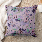 薄紫と緑の水の色フローラ クッション (ブランケット)