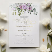 薄紫と緑結婚色の紫色のフォイルのアクセント 箔招待状