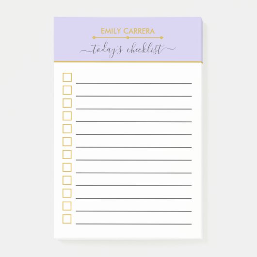 薄紫と金ゴールドのリパーソナライズされたスト ポストイット (正面)
