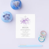 薄紫と銀のフローラバプテスマまたは《キリスト教》洗礼式や命名式 チラシ (シングル)