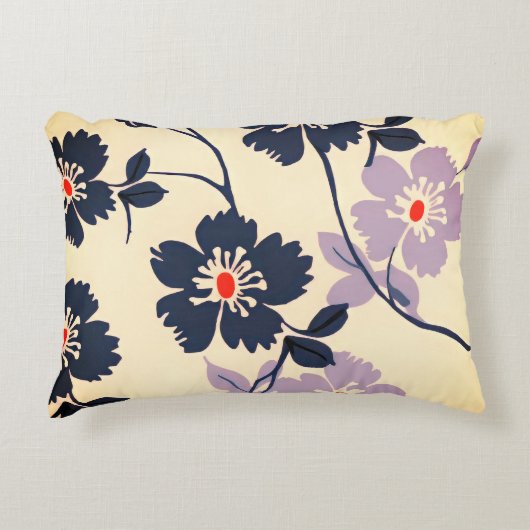 薄紫と青フローラ アクセントクッション (正面)