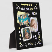 薄紫と黒と花のハートと写真 フォトプラーク (側面)