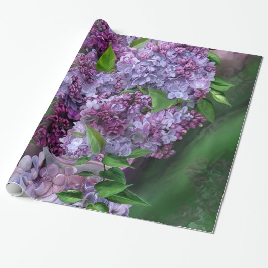 薄紫のつぼの芸術のギフト用包装紙のライラック ラッピングペーパー (アンロールド)