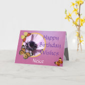 薄紫のアネモネ カード (黄色い花)