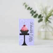 薄紫のカップケーキのベーカリー 名刺 (スタンド正面)