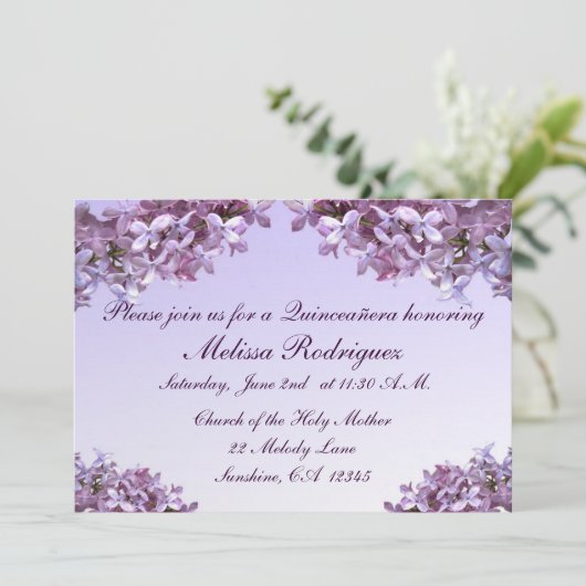 薄紫のキンセアニェラの招待状 招待状 (スタンド正面)