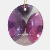 薄紫のクリスマスデコレーション セラミックオーナメント (左)