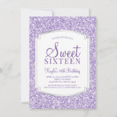薄紫のグリッターの菓子16の招待状 招待状 (正面)