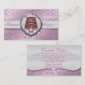 薄紫のケーキのオートクチュールの派手なダマスク織のケーキのベーカリー 名刺 (正面/裏面)