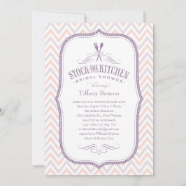 薄紫のストライプな台所シャワーの招待状 招待状