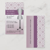薄紫のダマスク織のファッションの服の型枠 名刺 (正面/裏面)