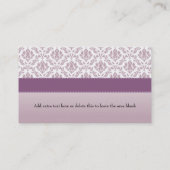 薄紫のダマスク織のファッションの服の型枠 名刺 (裏面)