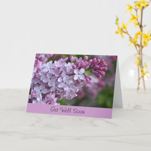 薄紫のデザインの健康な挨拶状をすぐに得て下さい カード (黄色い花)