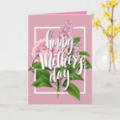 薄紫のピンクの母の日 カード (黄色い花)