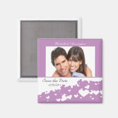 薄紫のフィールドハート日付マグネットを保存 マグネット (正面/裏面)