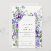 薄紫のユーカリの葉カップルのシャワー 招待状 (正面/裏面)